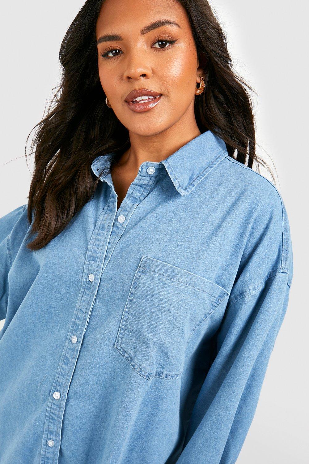 Boohoo oversized denim store shirt